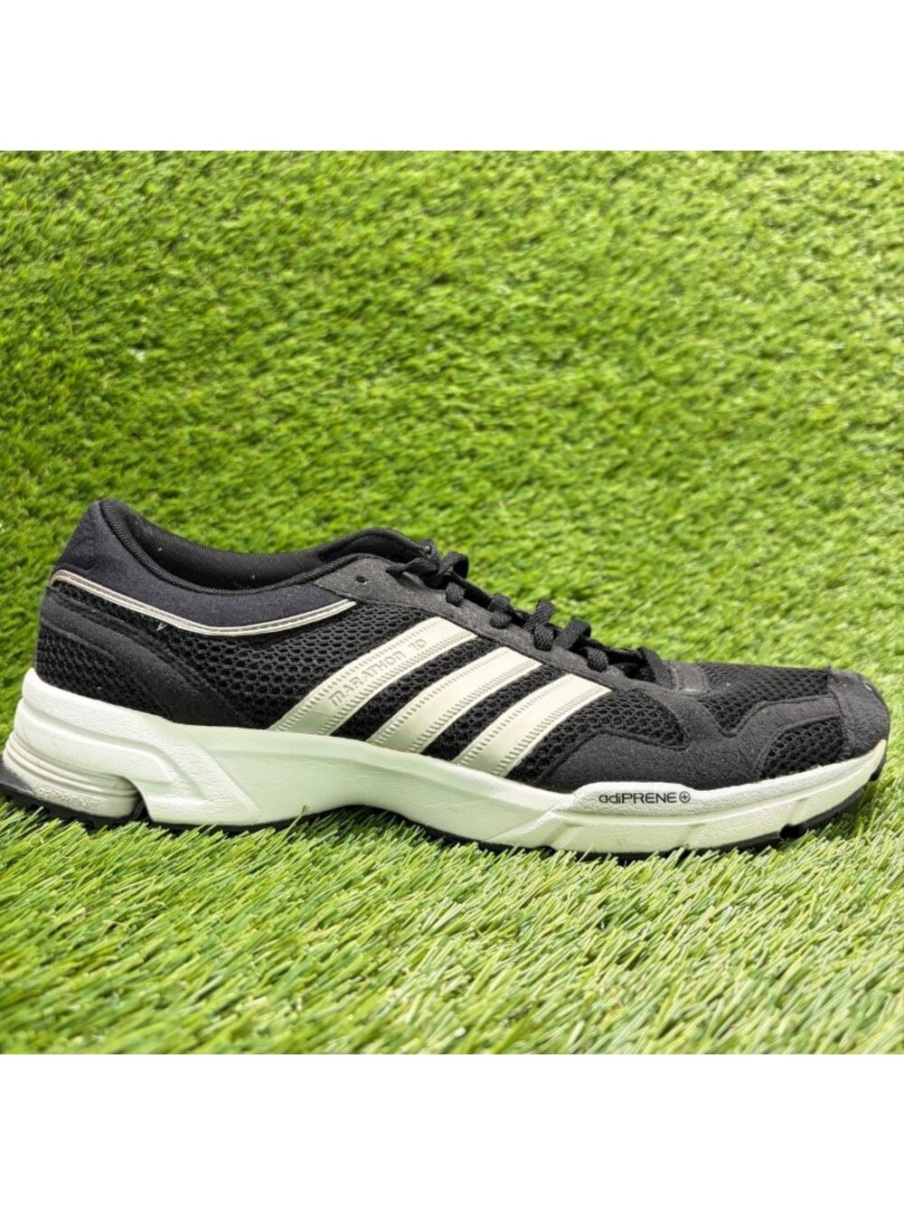 Adidas Marathon 10 Mens Size 9.5 Black White Athletic Running Shoes Sneakers